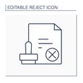 Notary rejecting line icon