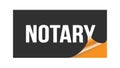 NOTARY text written on black orange sticker