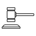 Notary wood gavel icon, outline style