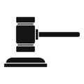 Notary wood gavel icon, simple style