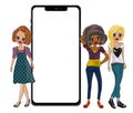 The notch smartphone and woman