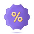 Notched stamp 3d with percent icon