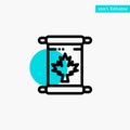 Note, Autumn, Canada, Leaf turquoise highlight circle point Vector icon