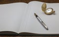 Note Book and Pen with gold watch Royalty Free Stock Photo