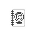 Note book with photo outline icon