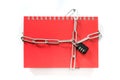 Note Book red lock with a key chain. Royalty Free Stock Photo