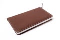 note book with rown leather cover on white background Royalty Free Stock Photo