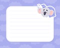 Note Card with Sleepy Koala Animal in Cap Under Blanket Vector Template Royalty Free Stock Photo