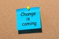 A note Changes coming in 2018 at blue note pinned at corkboard