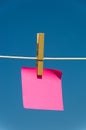 Note on a clothesline Royalty Free Stock Photo