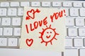 Note on computer keyboard: i love you Royalty Free Stock Photo
