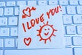 Note on computer keyboard i love you Royalty Free Stock Photo