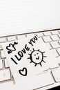 Note on computer keyboard: i love you Royalty Free Stock Photo