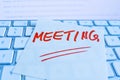 Note on computer keyboard: meeting Royalty Free Stock Photo