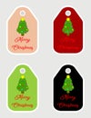 Note of cute christmas tree label illustration. Memo, paper, kindergarten, name tag, kid icon. Mery Christmas