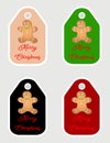 Note of cute ginger man label illustration. Memo, paper, kindergarten, name tag, kid icon. Mery Christmas