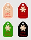 Note of cute ginger snowflake label illustration. Memo, paper, kindergarten, name tag, kid icon. Mery Christmas