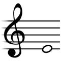 Note E mi, music staff lines G clef solfeggio note