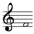 Note fa f music staff lines G clef solfege note Royalty Free Stock Photo