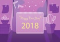 Note flat happy new year 2018 frame background