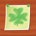 Note with four-leaf shamrock Royalty Free Stock Photo