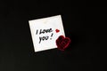 Note `i love you!` with a heart and a rose Royalty Free Stock Photo