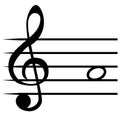 Note A, la music staff lines G clef solfege note Royalty Free Stock Photo
