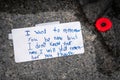 Note left by child at The Tomb of the Unknown Soldier, Ottawa, Canada