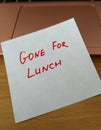 note left on laptop Gone For Lunch