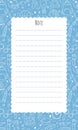 Note list template for planner, to do list, bullet journal content. White blank page on blue background with school Royalty Free Stock Photo