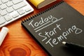 Note in the notebook. Today Start temping. Search for temporary work. Royalty Free Stock Photo
