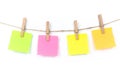 Note pad in many colors, hang with rope, have clothes peg, copy space for letters and texts