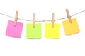 Note pad in many colors, hang with rope, have clothes peg, copy space for letters and texts