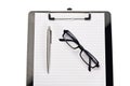 Note pad, pen and glasses Royalty Free Stock Photo