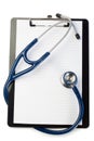 Note pad and stethoscope Royalty Free Stock Photo
