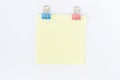 Note paper and binder clip for memo Royalty Free Stock Photo