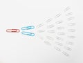 Note paper clips on light background top view Royalty Free Stock Photo