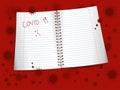 A note paper on covid-19 red background.