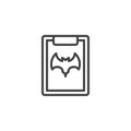 Note paper with halloween bat outline icon Royalty Free Stock Photo