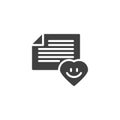 Note Paper and Heart smiley vector icon Royalty Free Stock Photo
