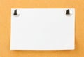 Note paper with metal push pins Royalty Free Stock Photo