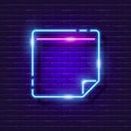 Note paper neon sign. Sticker luminous icon. Vector illustration for design. Stationery concept Royalty Free Stock Photo