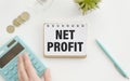 On note paper, net PROFIT, reports, calculator Royalty Free Stock Photo