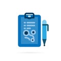 Note paper and pen icon pictogram. Abstract symbol for lecture, meeting, writing and note . Flat style. Vector