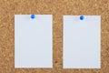 Note paper pined on cork board background Royalty Free Stock Photo
