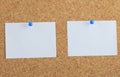 Note paper pined on cork board background Royalty Free Stock Photo