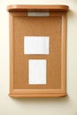 Note paper pined on cork board background Royalty Free Stock Photo