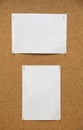 Note paper pined on cork board background Royalty Free Stock Photo