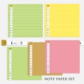 Ã Â¸Â·note paper set 4 different color with measure tape vector illustrations