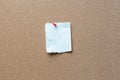 Note paper with tack on cork bulletin board Royalty Free Stock Photo